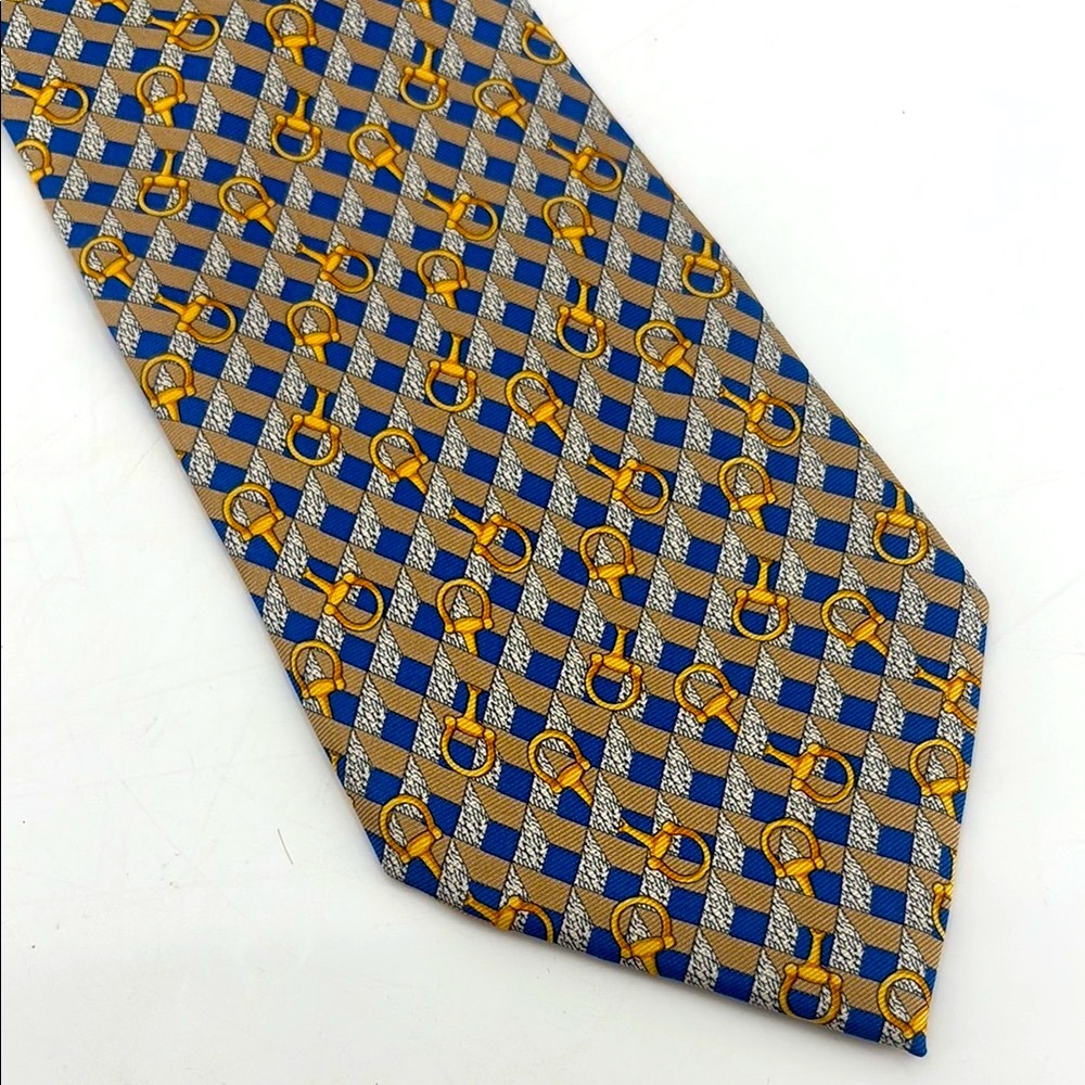 Vintage Palais Des Doges Paris Silk Artisan Handmade Equestrian Horse Bit Tie